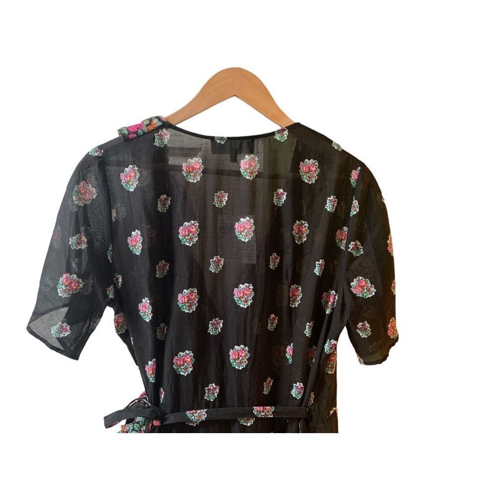 Soleiado Paris NWT Womens Black Paoline Pompadour Wrap S/S Dress EU 44 L US14 - Picture 11 of 16